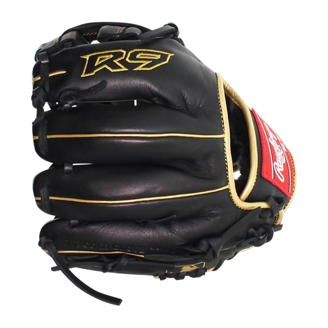 Rawlings 2021 R9 Series 9.50" Training Glove R9TRBG - Black Gold 6 Rawlings 2021 R9 Series 9.50" Training Glove R9TRBG - Black Gold