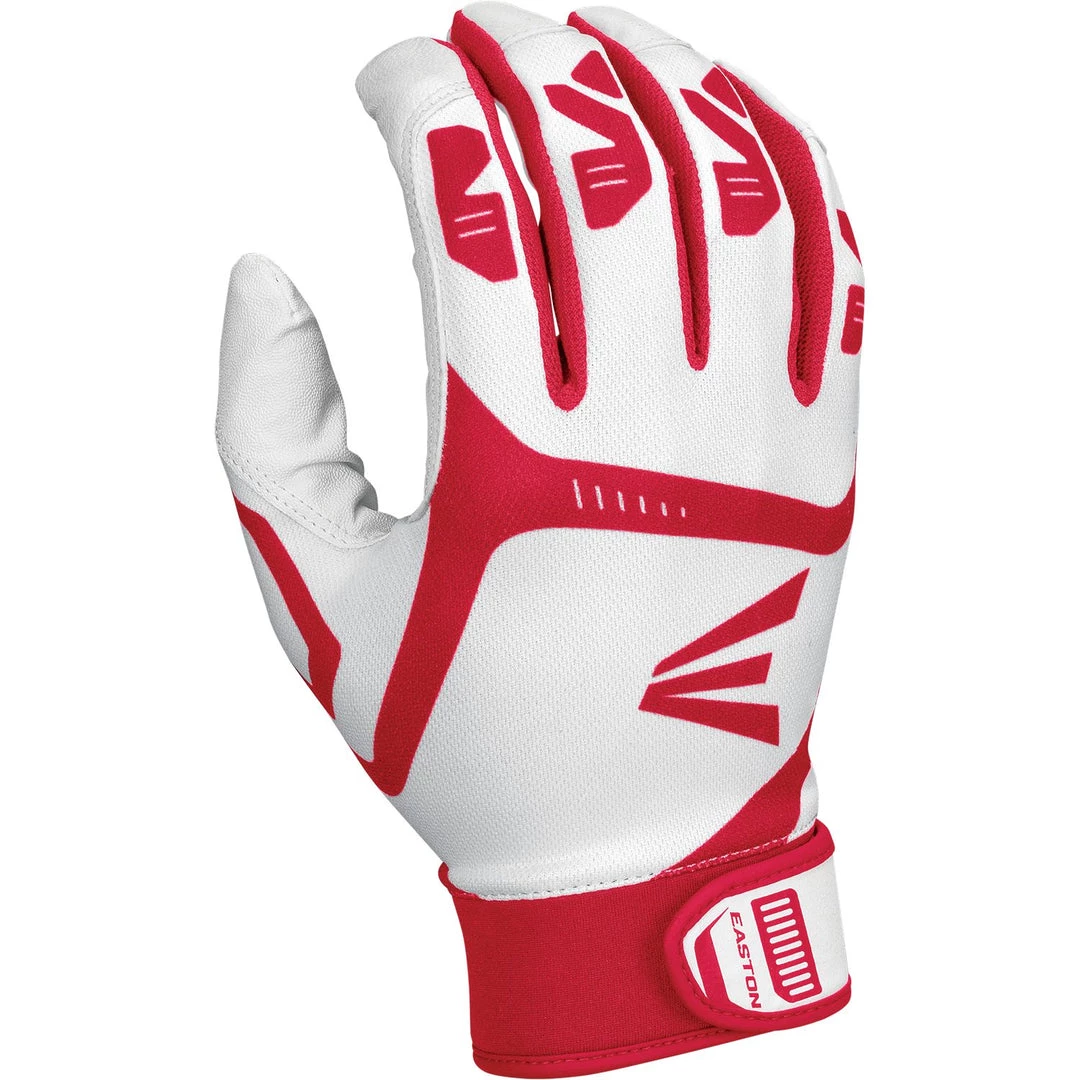 Baseball Easton Gametime Batting Youth Gloves - White Red 3 Baseball Easton Gametime Batting Youth Gloves - White Red