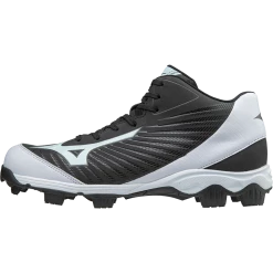 Mizuno Youth 9-Spike Advanced Franchise 9 Mid Molded Cleats - Black White Baseball