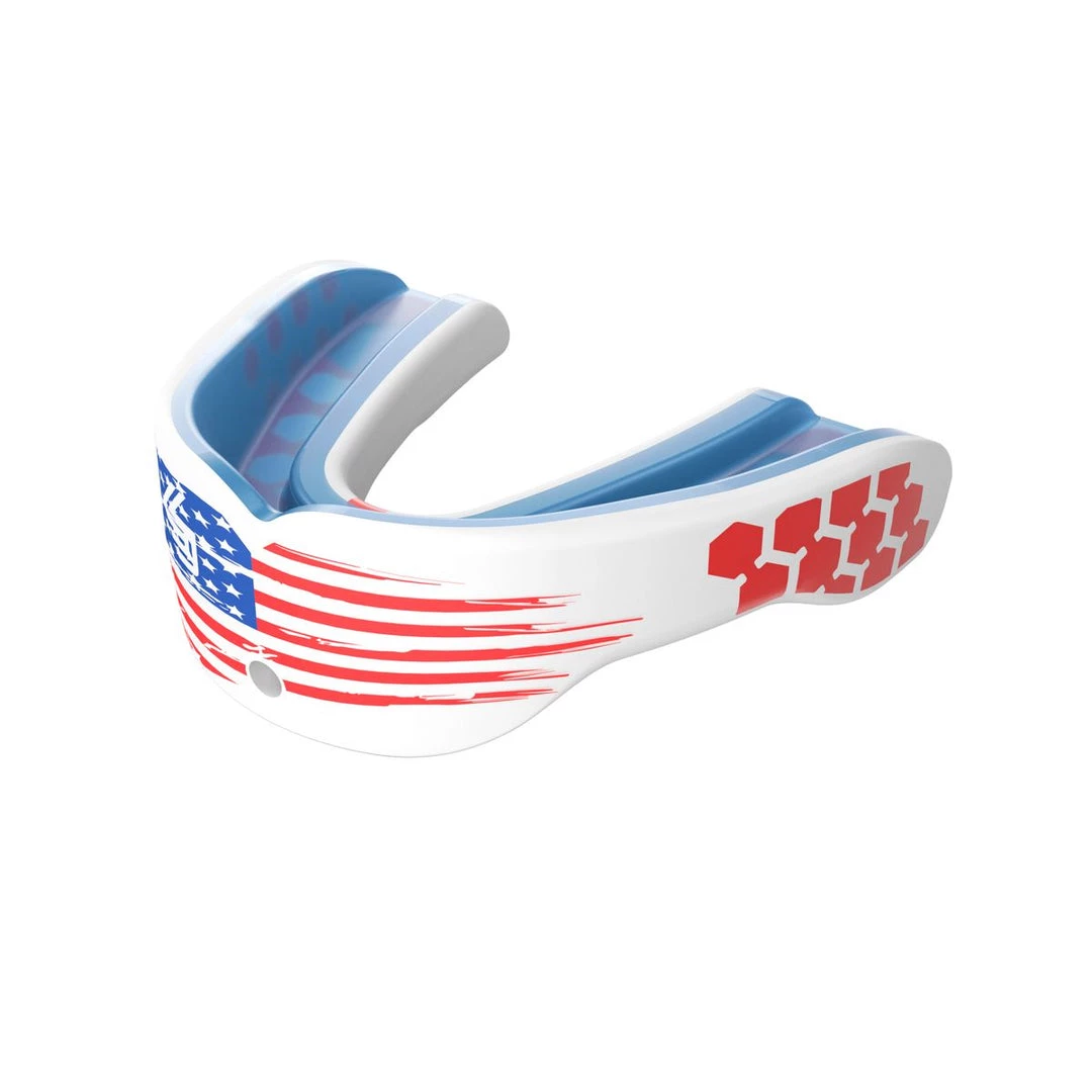 Shock Doctor 6900 Gel Max Power Mouthguard - White/Us Flag 3 Shock Doctor 6900 Gel Max Power Mouthguard - White/Us Flag