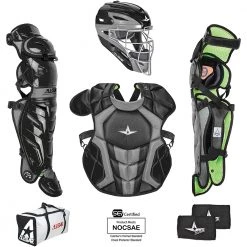 All-Star System 7 Certified NOCSAE Young Pro Catcher's Set (Ages 12-16) - Black