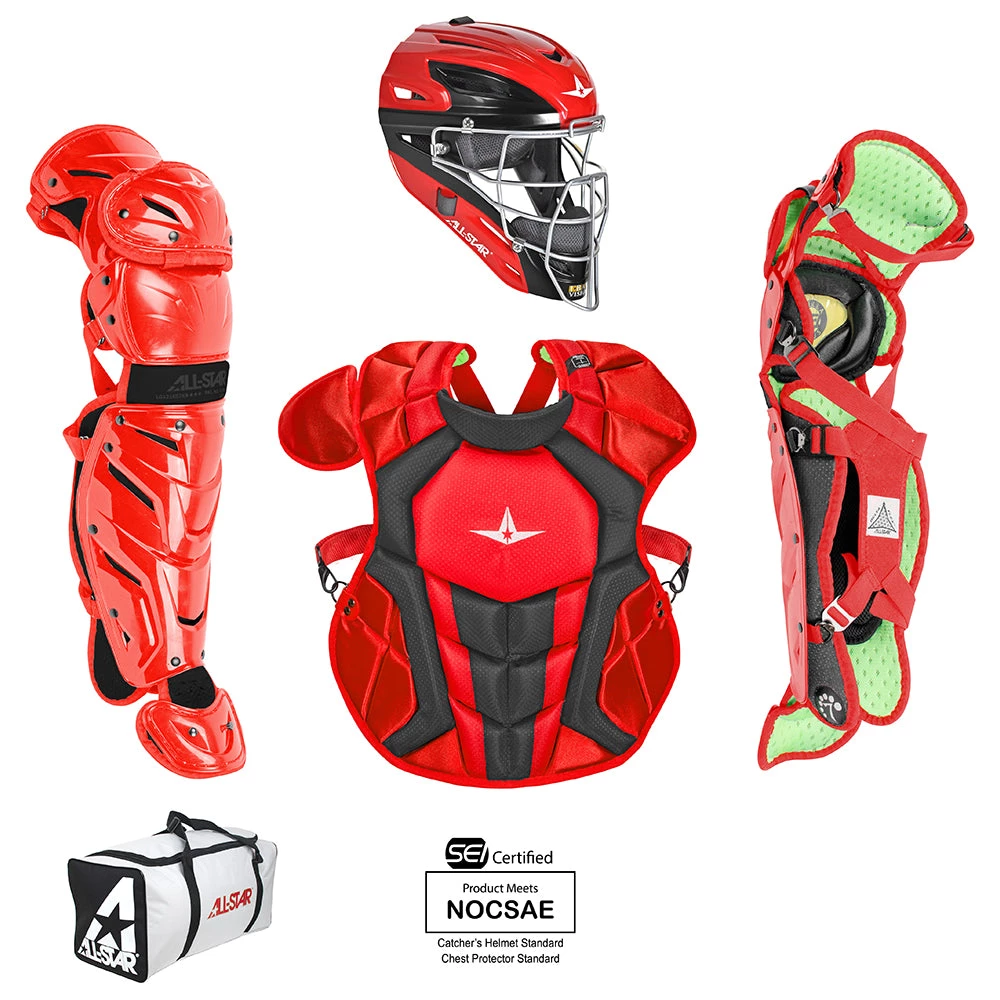 All-Star System 7 Certified NOCSAE Young Pro Catcher's Set (Ages 12-16) - Scarlet Black Baseball 3 All-Star System 7 Certified NOCSAE Young Pro Catcher's Set (Ages 12-16) - Scarlet Black Baseball