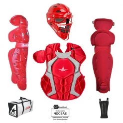 All-Star Player's Series Certified NOCSAE Catcher's Set (Ages 9-12) - Scarlet Baseball