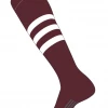 Twin City Dugout Knee High Socks - Maroon White Baseball