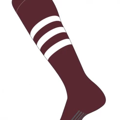 Twin City Dugout Knee High Socks - Maroon White Baseball
