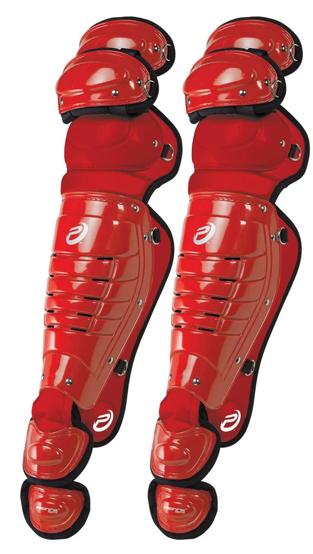 Baseball ProNine ProLine Catcher's Leg Guards - Red 3 Baseball ProNine ProLine Catcher's Leg Guards - Red