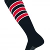 Twin City Dugout Knee High Socks - Black White Scarlet Baseball