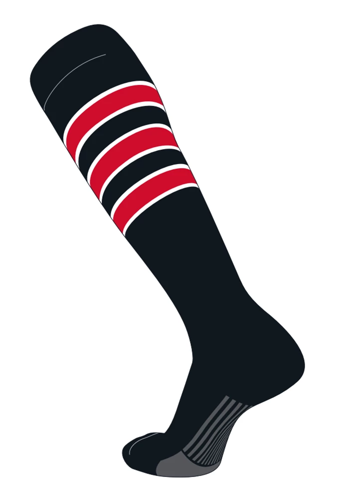 Twin City Dugout Knee High Socks - Black White Scarlet Baseball 3 Twin City Dugout Knee High Socks - Black White Scarlet Baseball