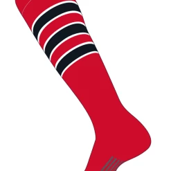 Twin City Dugout Knee High Socks -Scarlet White Black Baseball