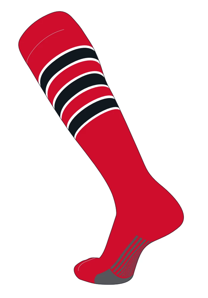 Twin City Dugout Knee High Socks -Scarlet White Black Baseball 3 Twin City Dugout Knee High Socks -Scarlet White Black Baseball