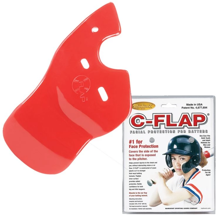 Baseball Markwort C-Flap Facial Protection For Left Handed Batter - Red 3 Baseball Markwort C-Flap Facial Protection For Left Handed Batter - Red