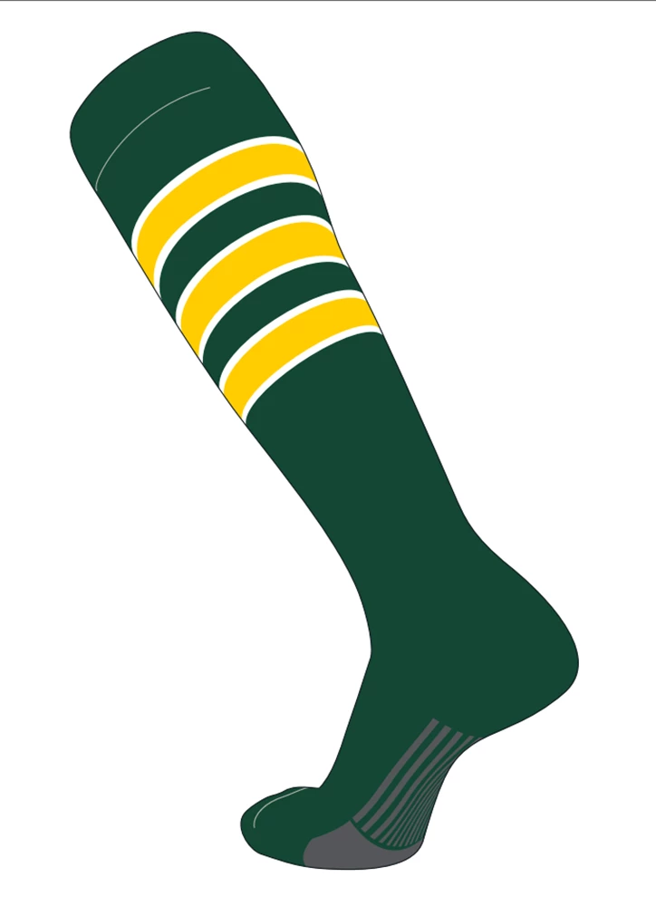 Baseball Twin City Dugout Knee High Socks - Dk Green White Gold 3 Baseball Twin City Dugout Knee High Socks - Dk Green White Gold