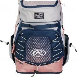 Rawlings R800 Softball Backpack - Gray Navy Rose Gold