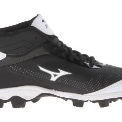 Mizuno 9 Spike Franchise 7 Mid Youth Molded Cleats - Black White Baseball