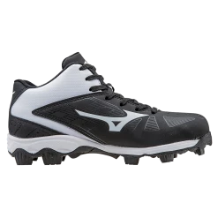 Mizuno 9-Spike Advanced Youth Franchise 8 Mid - Black White Baseball