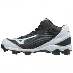 Mizuno Men's 9-Spike Advanced Franchise 9 Mid Molded Cleats - Black White Baseball