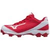 Mizuno Youth 9-Spike Advanced Franchise 9 Low Molded Cleats - Red White Baseball