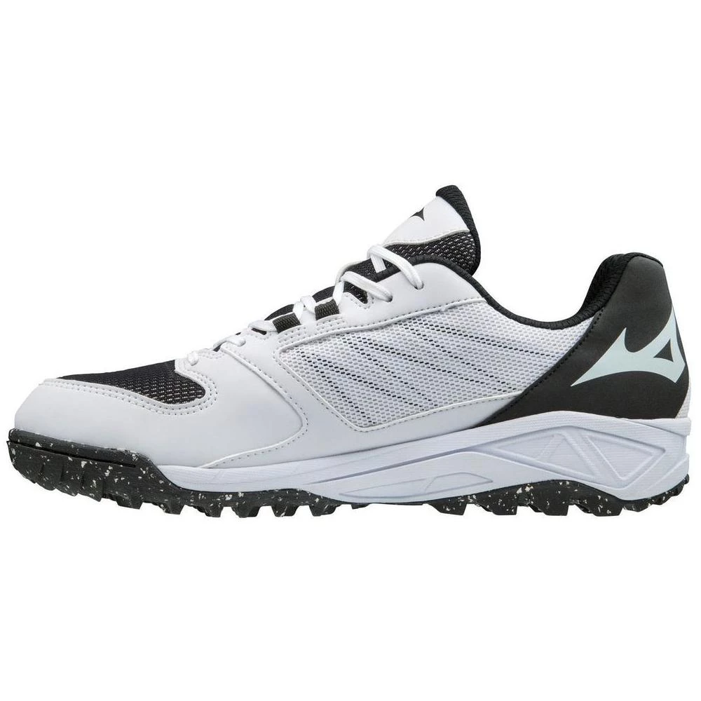 Baseball Mizuno Dominant All-Surface Low Turf Shoe - White Black 3 Baseball Mizuno Dominant All-Surface Low Turf Shoe - White Black