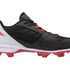 Mizuno 9-Spike Advanced Dominant TPU Low Cleats - Black Red Baseball