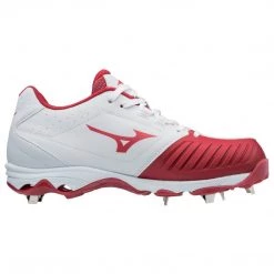Softball Mizuno 9-Spike Women's Advanced Sweep 4 Low Metal Cleats - .White Red