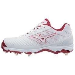 Softball Mizuno 9-Spike Women's Advanced Sweep 4 Low Metal Cleats - .White Red