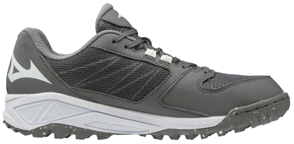 Softball Mizuno Women's Dominant All-Surface Mid Turf Shoe - Gray White 4 Softball Mizuno Women's Dominant All-Surface Mid Turf Shoe - Gray White
