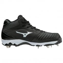 Mizuno 9-Spike Women's Advanced Sweep 4 Mid Metal Cleats - Black White