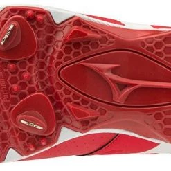 Baseball Mizuno 9-Spike Ambition Low Metal Cleats - Red White