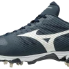 Baseball Mizuno 9-Spike Ambition Low Metal Cleats - Navy White