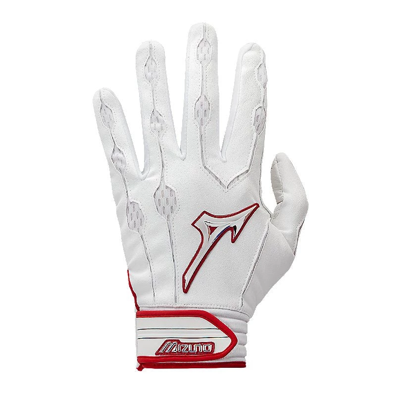 Mizuno Covert Youth Batting Gloves - White Red 3 Mizuno Covert Youth Batting Gloves - White Red