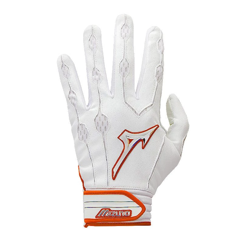 Mizuno Covert Youth Batting Gloves - White Orange 3 Mizuno Covert Youth Batting Gloves - White Orange