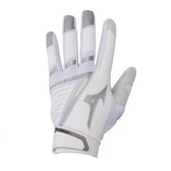 Mizuno F-257 Women's Softball Batting Gloves - White Silver