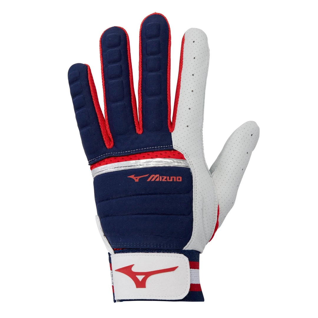 Mizuno B-130 Batting Gloves - Navy Red 3 Mizuno B-130 Batting Gloves - Navy Red