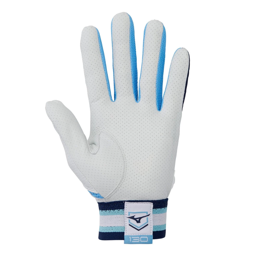 Mizuno B-130 Batting Gloves - Navy Light Blue Baseball 4 Mizuno B-130 Batting Gloves - Navy Light Blue Baseball