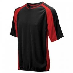 Mizuno 2 Color Mesh Short Sleeve Batting Jersey - Black-Red Baseball