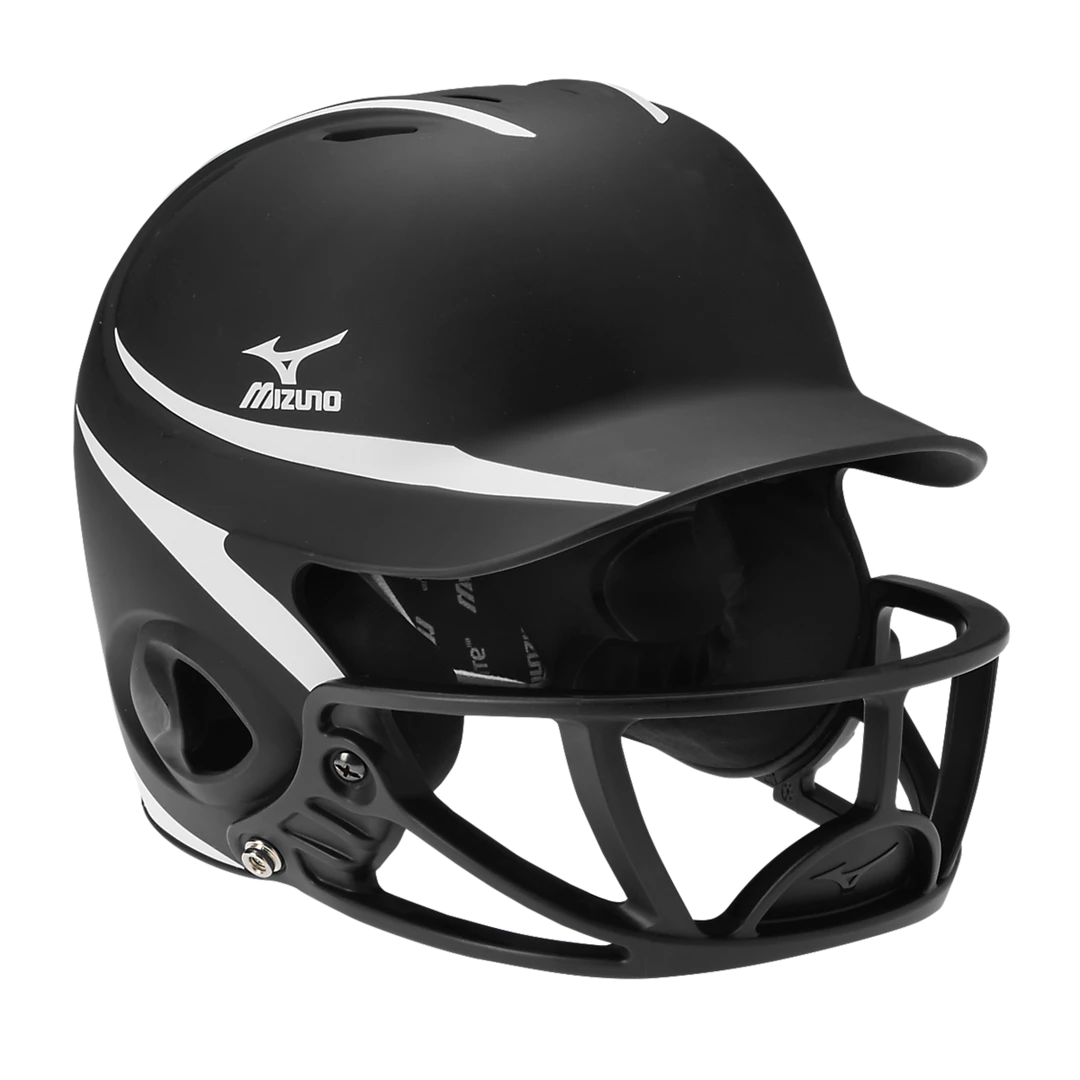 Mizuno MBH252 MVP W/ Polycarb FP Mask - Black White Softball 3 Mizuno MBH252 MVP W/ Polycarb FP Mask - Black White Softball