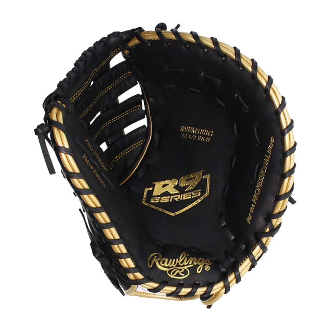 Rawlings 2021 R9 Series 12.5" 1st Base Mitt R9FM18BG - Black Gold Baseball 4 Rawlings 2021 R9 Series 12.5" 1st Base Mitt R9FM18BG - Black Gold Baseball
