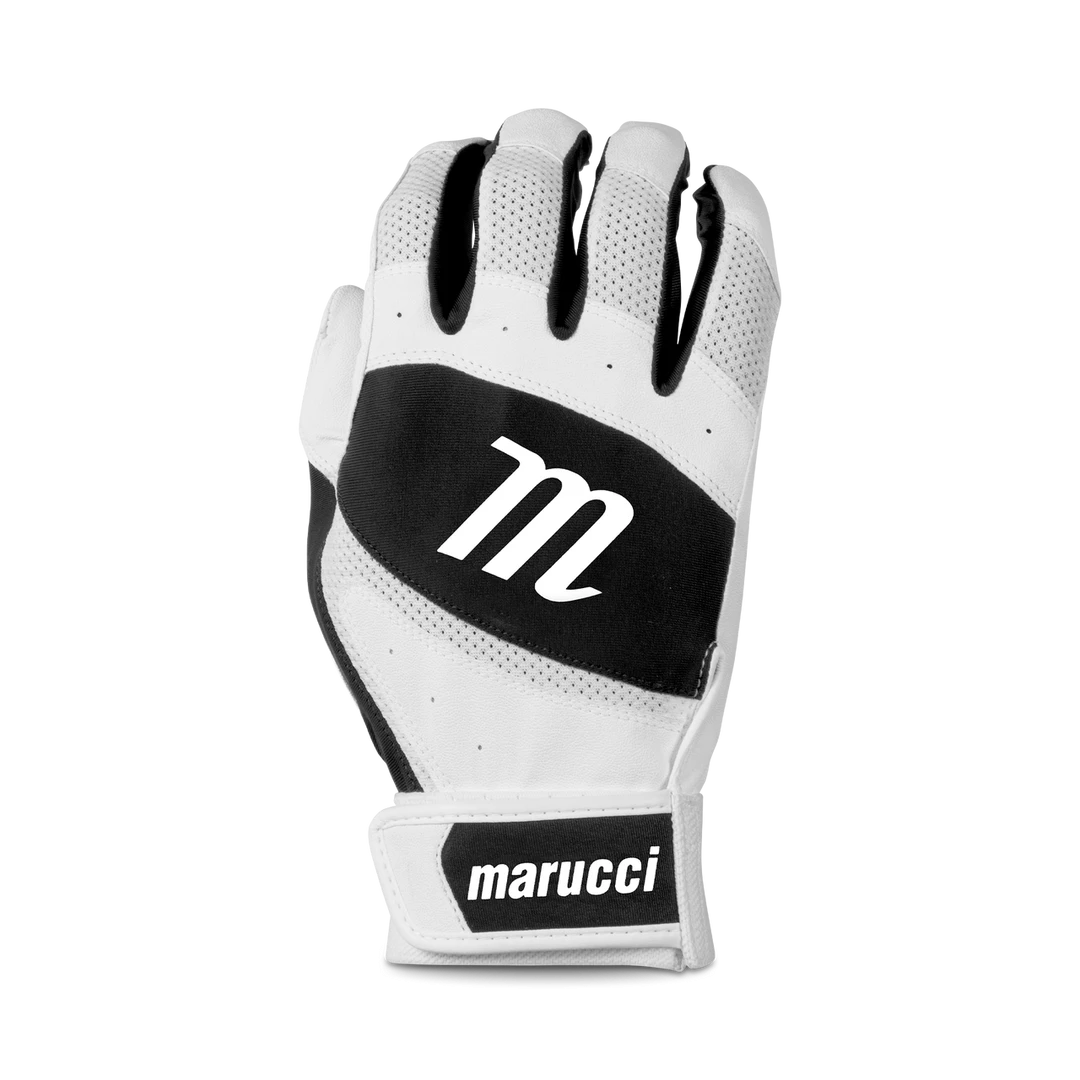 Marucci Badge Coach Pitch T-Ball Batting Glove - White Black 3 Marucci Badge Coach Pitch T-Ball Batting Glove - White Black