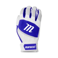 Baseball Marucci Badge Coach Pitch T-Ball Batting Glove - White Royal