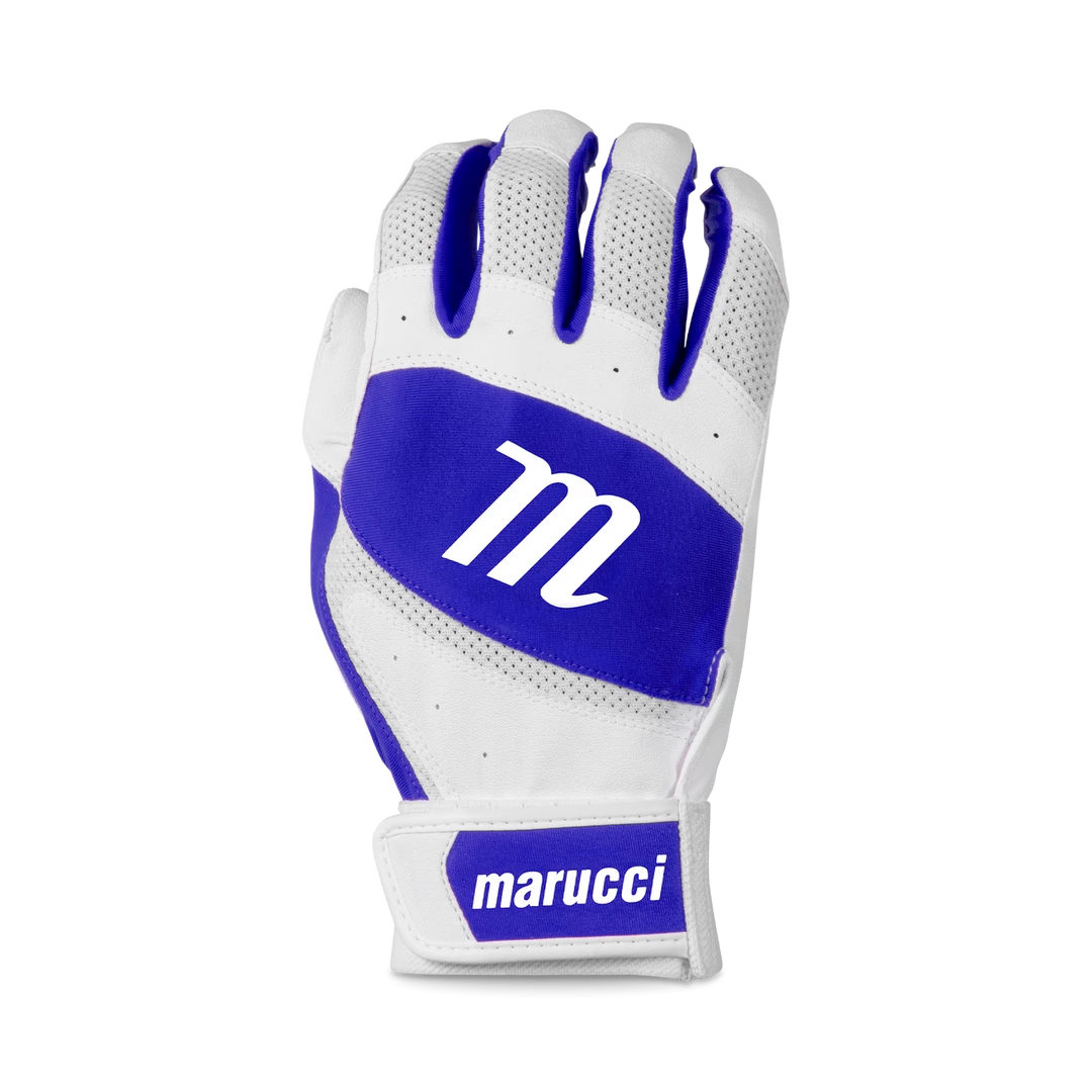 Baseball Marucci Badge Coach Pitch T-Ball Batting Glove - White Royal 3 Baseball Marucci Badge Coach Pitch T-Ball Batting Glove - White Royal
