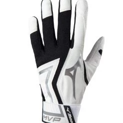 Mizuno Youth MVP Batting Gloves - Black White Baseball