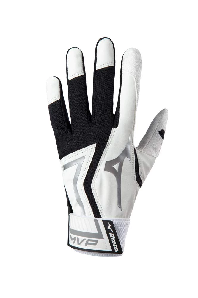 Mizuno Youth MVP Batting Gloves - Black White Baseball 3 Mizuno Youth MVP Batting Gloves - Black White Baseball