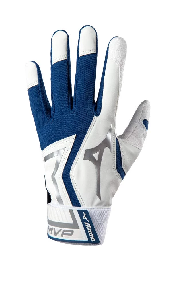 Baseball Mizuno Youth MVP Batting Gloves - Navy White 3 Baseball Mizuno Youth MVP Batting Gloves - Navy White