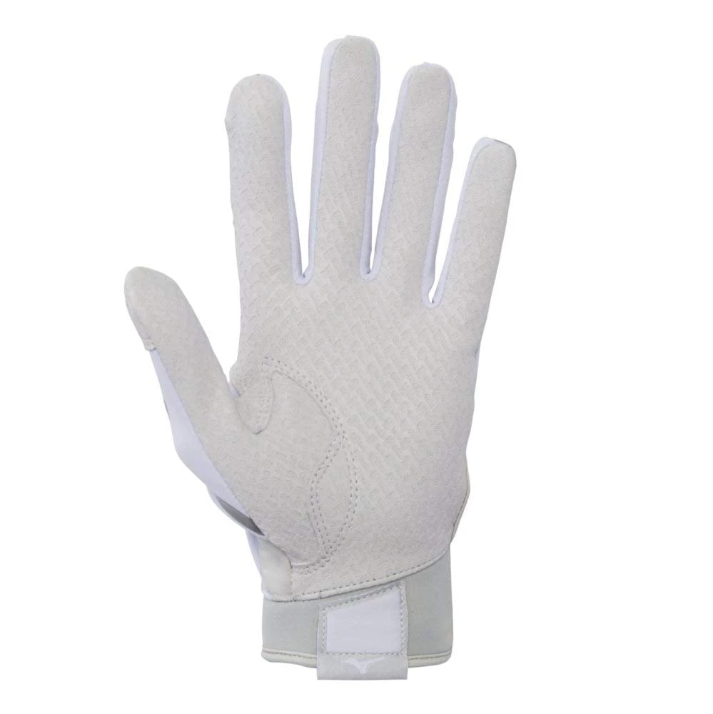 Mizuno B-303 Youth Batting Gloves - White Gray 4 Mizuno B-303 Youth Batting Gloves - White Gray