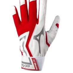 Mizuno Youth MVP Batting Gloves - Red White Baseball