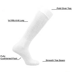 Twin City Multisport Acrylic Knee High Tube Socks - White