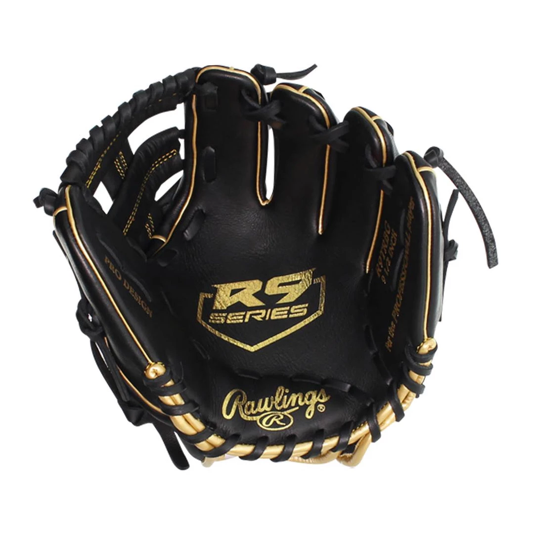 Rawlings 2021 R9 Series 9.50" Training Glove R9TRBG - Black Gold 4 Rawlings 2021 R9 Series 9.50" Training Glove R9TRBG - Black Gold