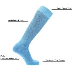Twin City TCK Multisport Acrylic Knee High Tube Socks - Columbia Blue 8 Twin City TCK Multisport Acrylic Knee High Tube Socks - Columbia Blue