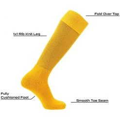 Twin City Multisport Acrylic Knee High Tube Socks - Gold 8 Twin City Multisport Acrylic Knee High Tube Socks - Gold