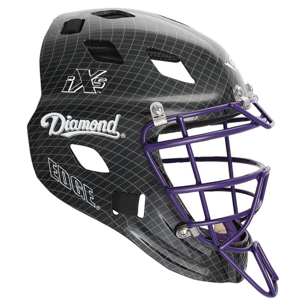 Diamond DCH-Edge Pro Catcher's Helmet Large - Black Purple Baseball 3 Diamond DCH-Edge Pro Catcher's Helmet Large - Black Purple Baseball
